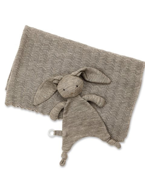 Knuffeldoek Konijn - Merino wol- Nature melange