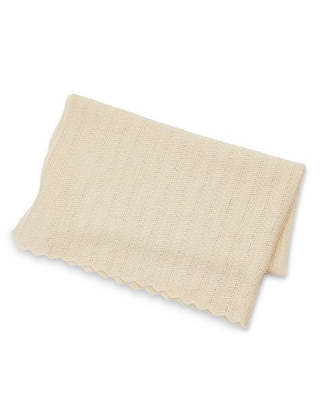 Wiegdeken visgraat motief - Merino wol - White