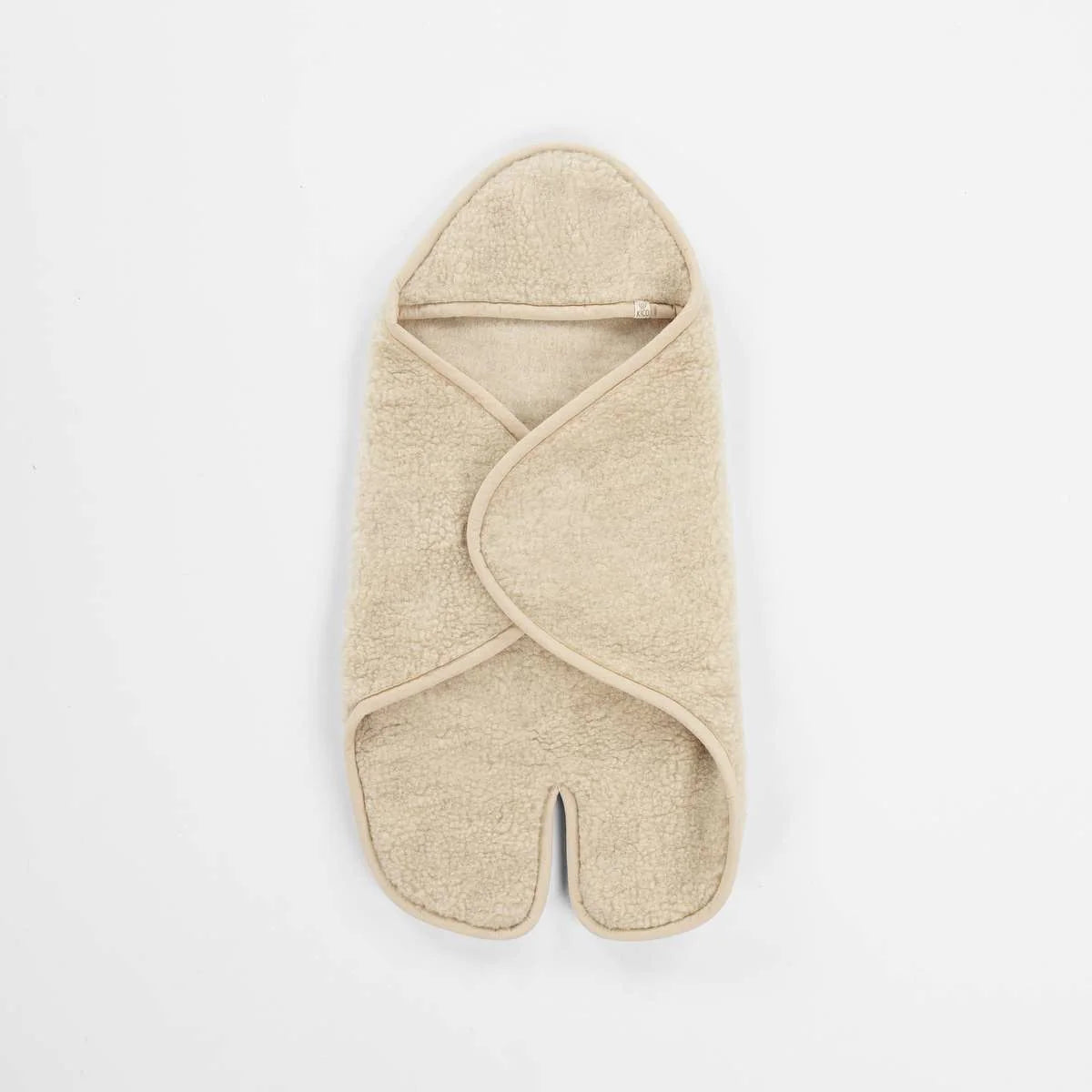 Merinowol wikkeldeken met voetjes en capuchon - Beige