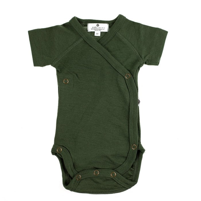 Wollen Overslagromper korte mouw – Merinowol - Rifle Green