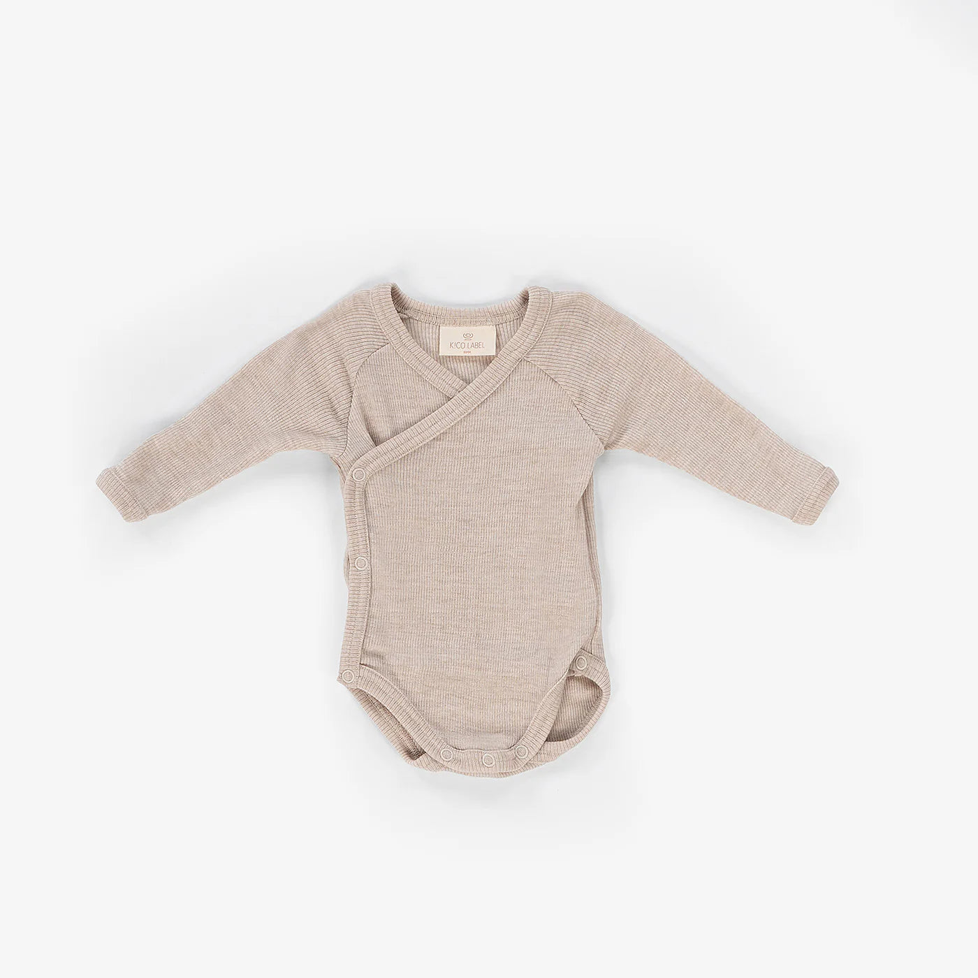 Baby overslag romper - Merinowol- Beige
