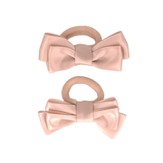Haarelastiekjes met dubbele strik - vanilla satin